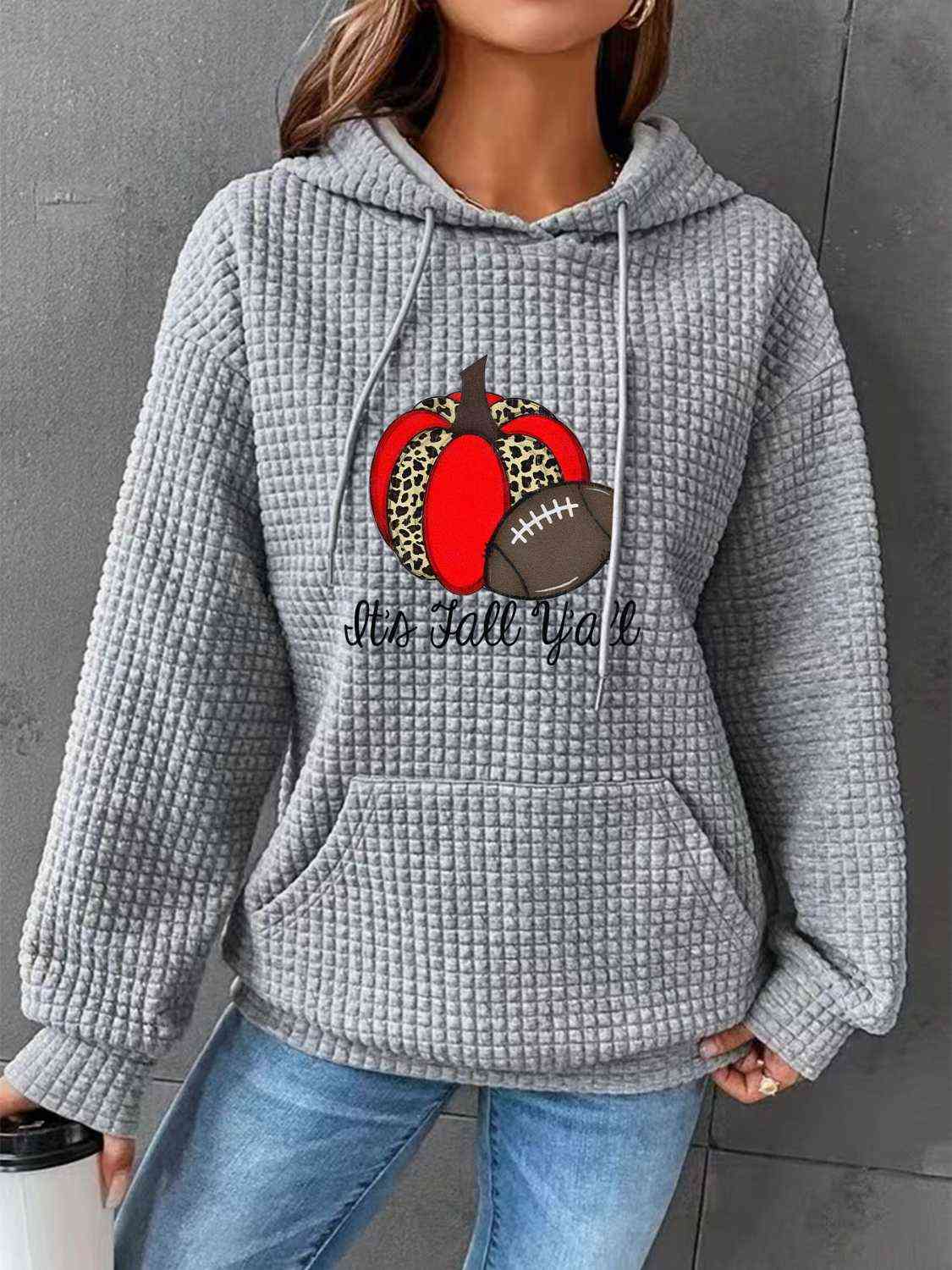 Kapuzenpullover mit Herbst-Grafik und Fronttasche