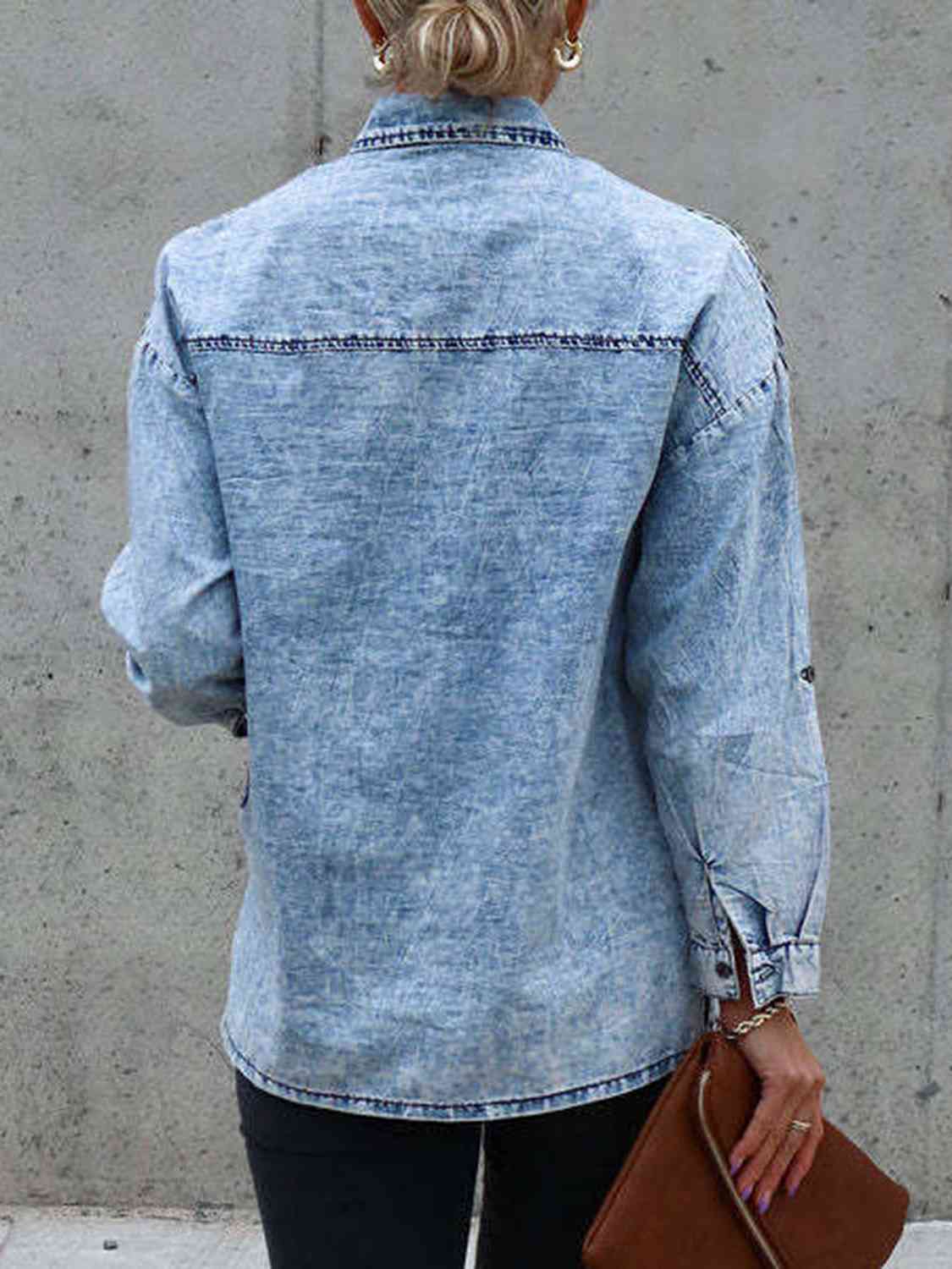 Jeansjacke mit Knopfleiste und Kragen vorn