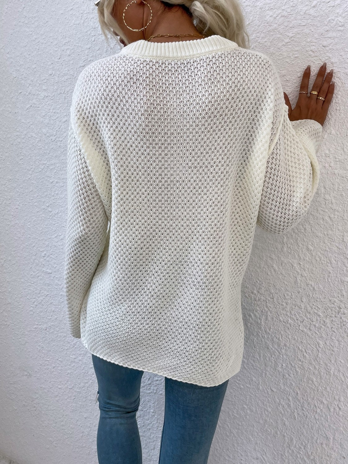 Quarter-Button Slit Sweater