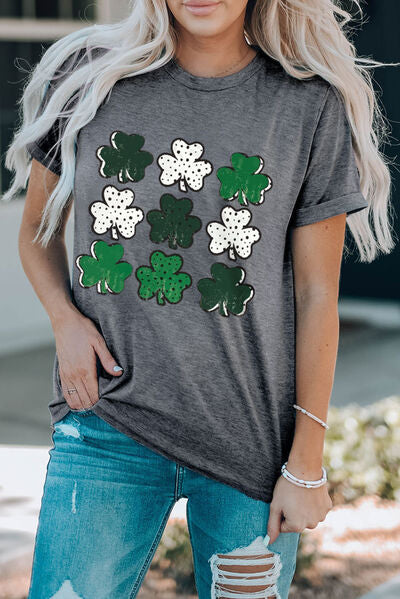 T-Shirt mit Rundhalsausschnitt und kurzen Ärmeln „Lucky Clover“