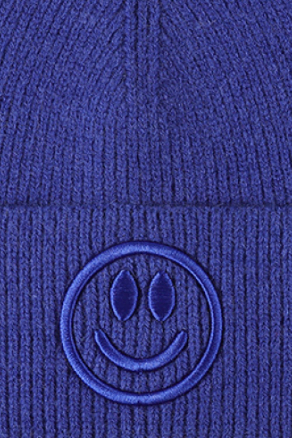 Smiley Face Rib-Knit Beanie