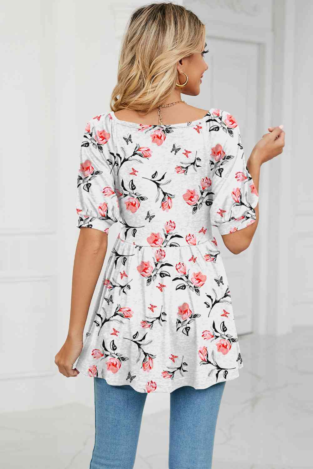 V-Neck Babydoll Blouse