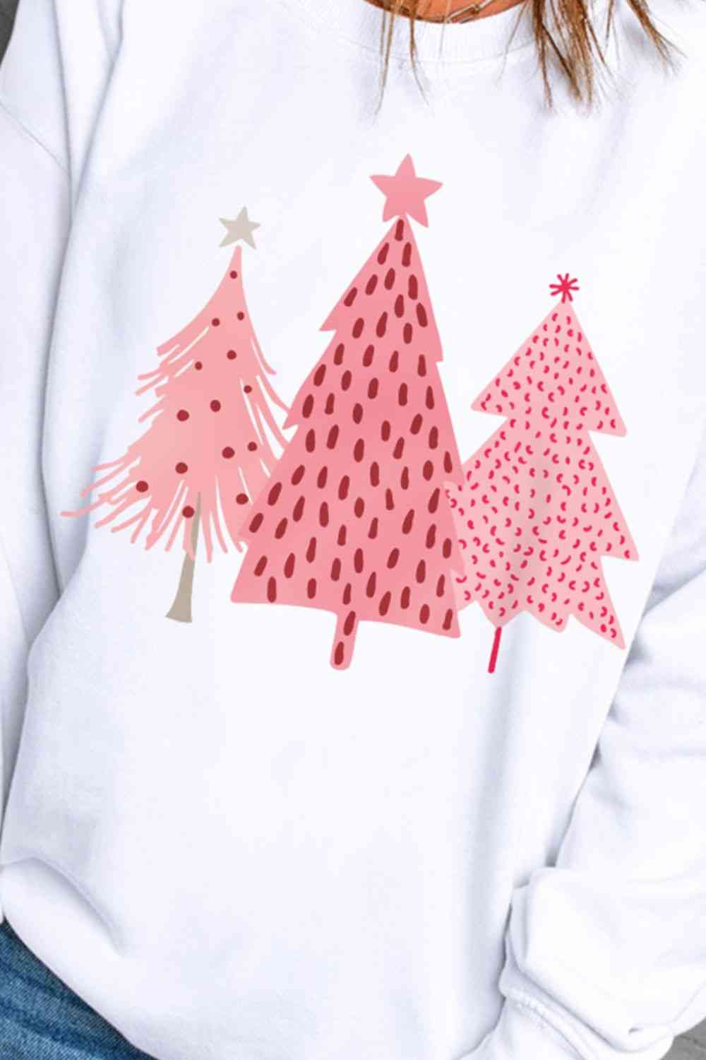 Langärmliges Sweatshirt mit Weihnachtsbaum-Grafik