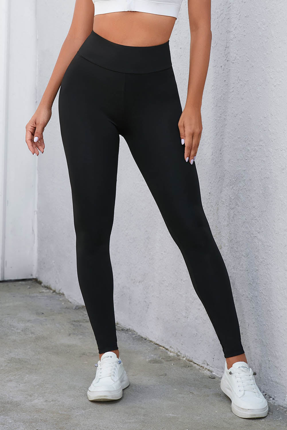 Leggings mit breitem Bund und überkreuztem Detail