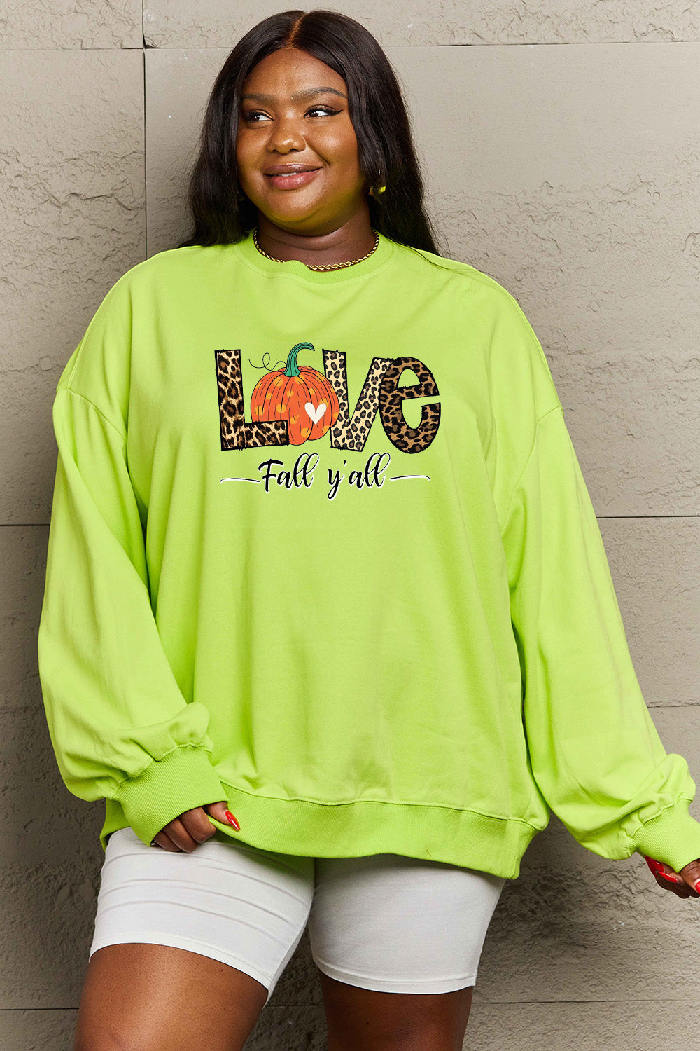 Simply Love – Sweatshirt mit Grafik „LOVE FALL YALL“ in voller Größe