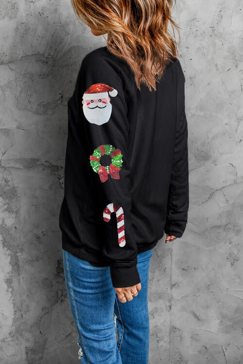 Sweatshirt mit Rundhalsausschnitt und Pailletten und Weihnachtselement