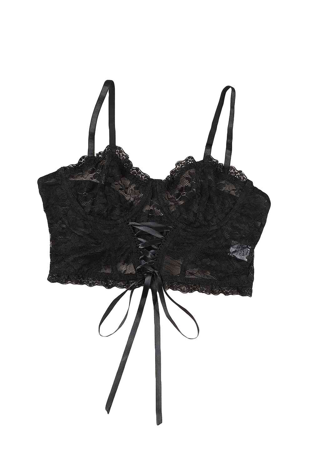 Lace-Up Lace Bralette