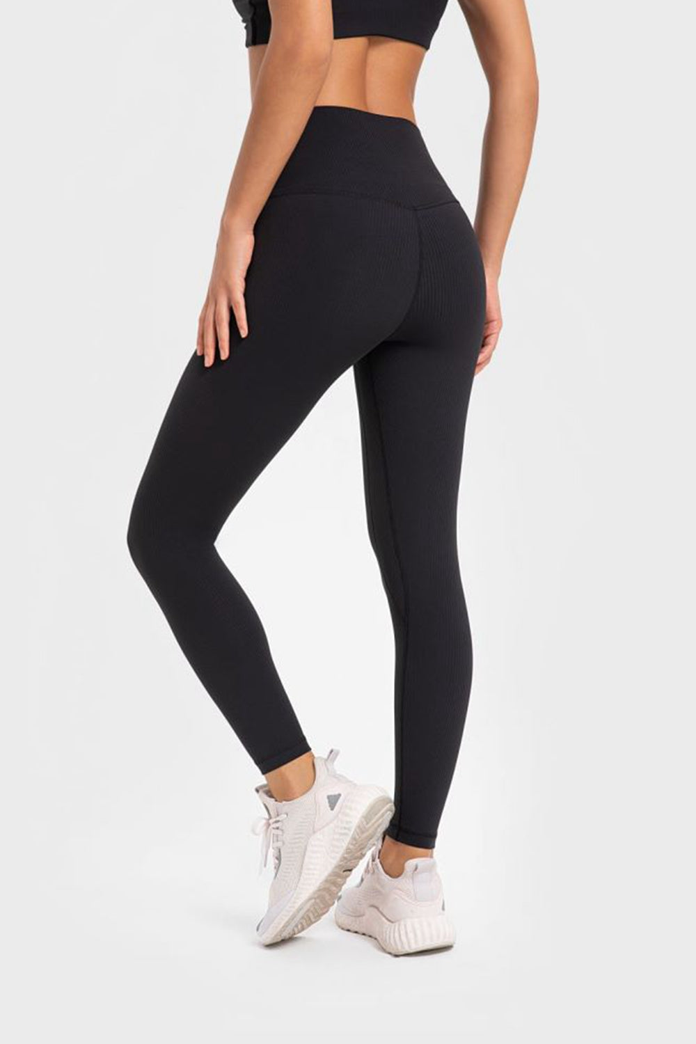 Hochelastische Yoga-Leggings mit breitem Bund