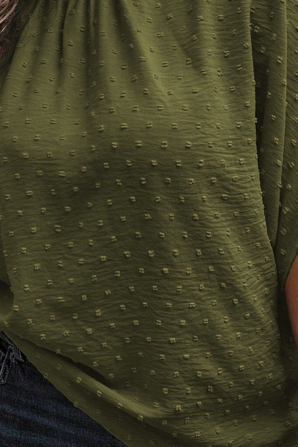 Bluse mit Rollkragen und Swiss Dot-Kragen in Übergröße