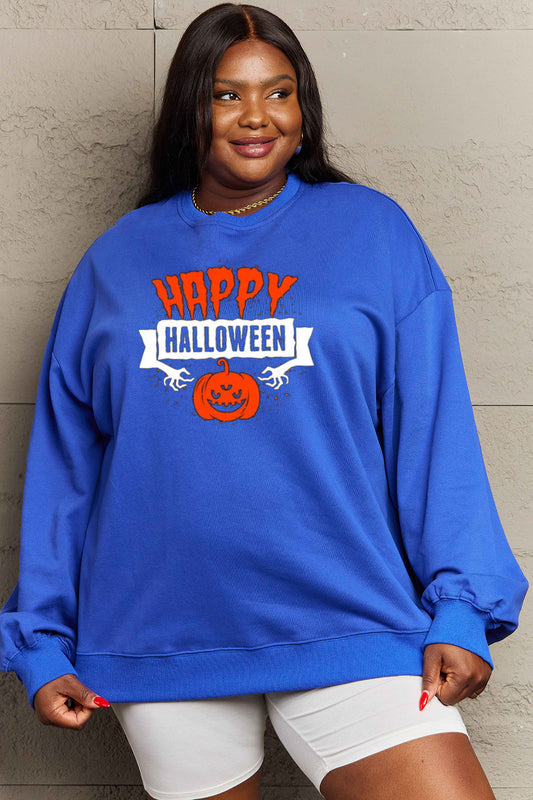 Simply Love Full Size HAPPY HALLOWEEN Graphic Sweatshirt