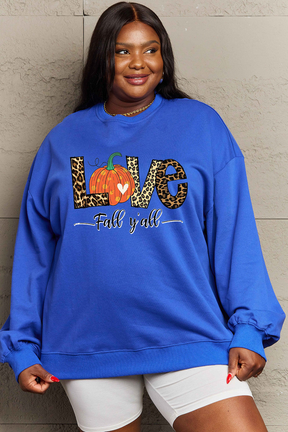 Simply Love – Sweatshirt mit Grafik „LOVE FALL YALL“ in voller Größe