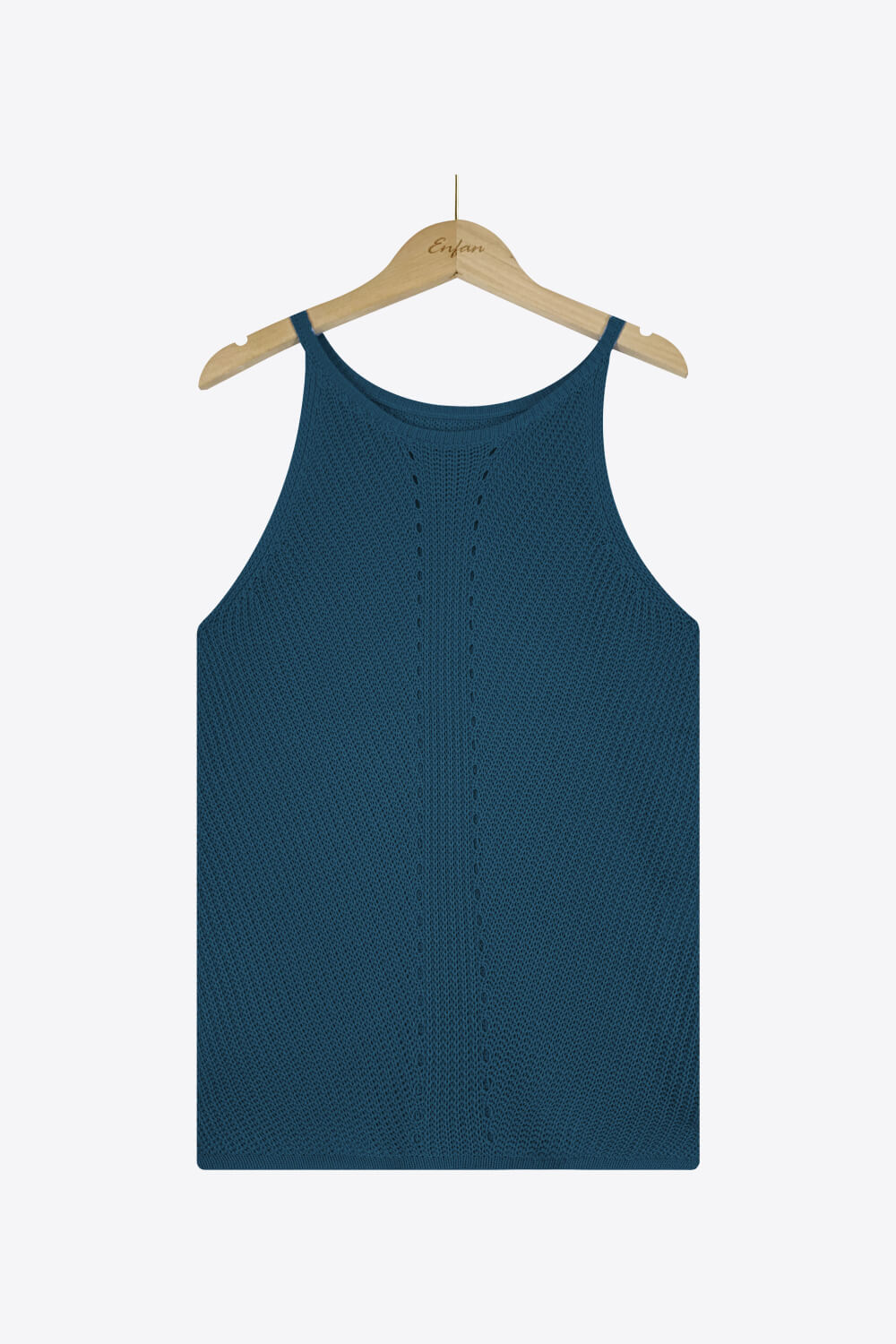 Tanktop aus Strick mit griechischem Halsausschnitt und Lochmuster