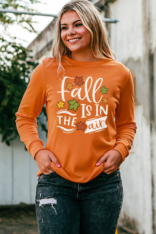 Rundhals-Langarm-Sweatshirt mit FALL IS IN THE AIR-Grafik