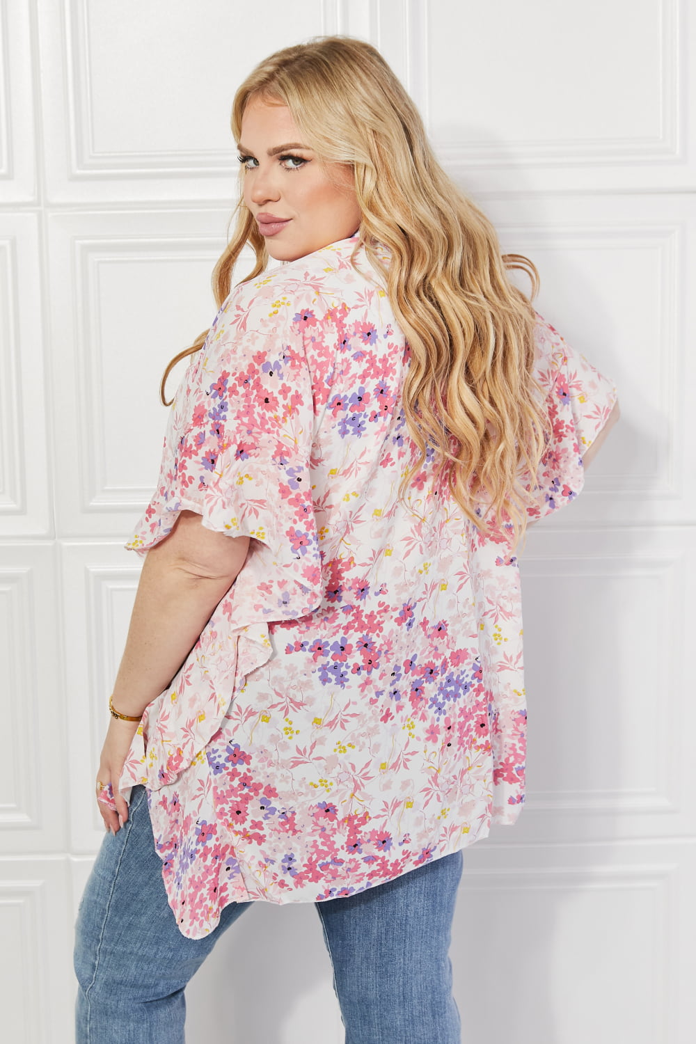 Justin Taylor Fields of Poppy Floral Kimono in Pink