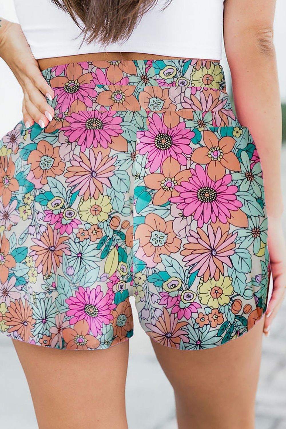 Shorts mit Blumenmuster und elastischer Taille