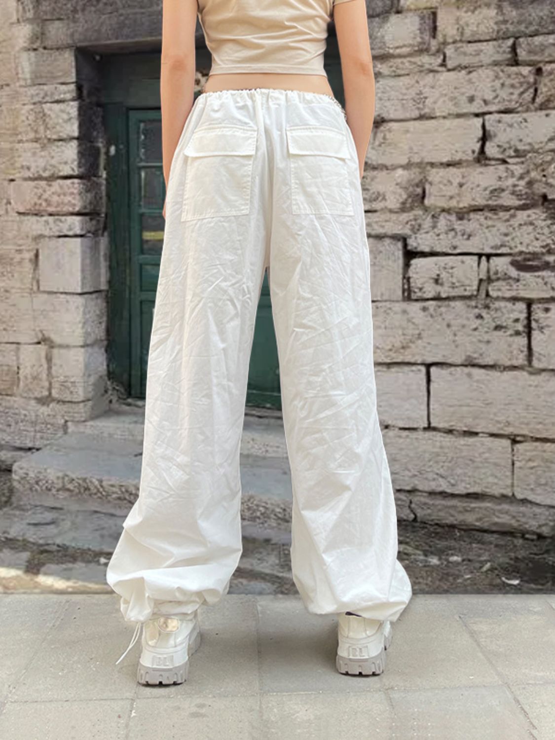 Drawstring Waist Pants with Pockets