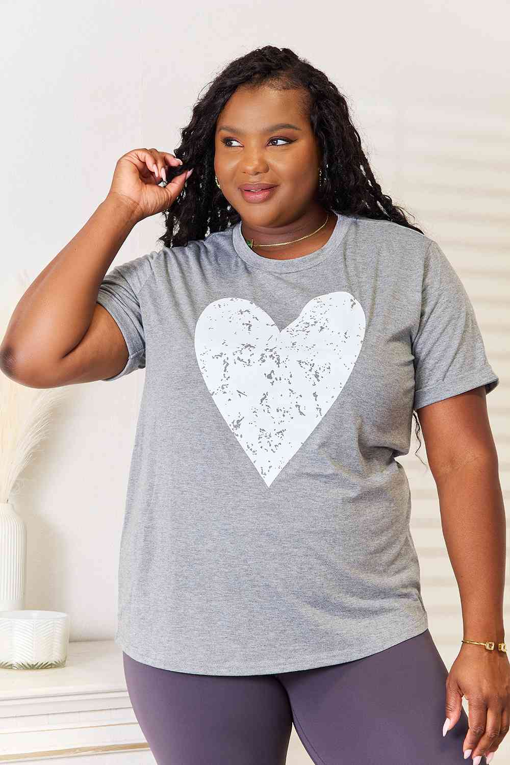 Simply Love – Kurzärmliges T-Shirt mit Herz-Grafik und Bündchen