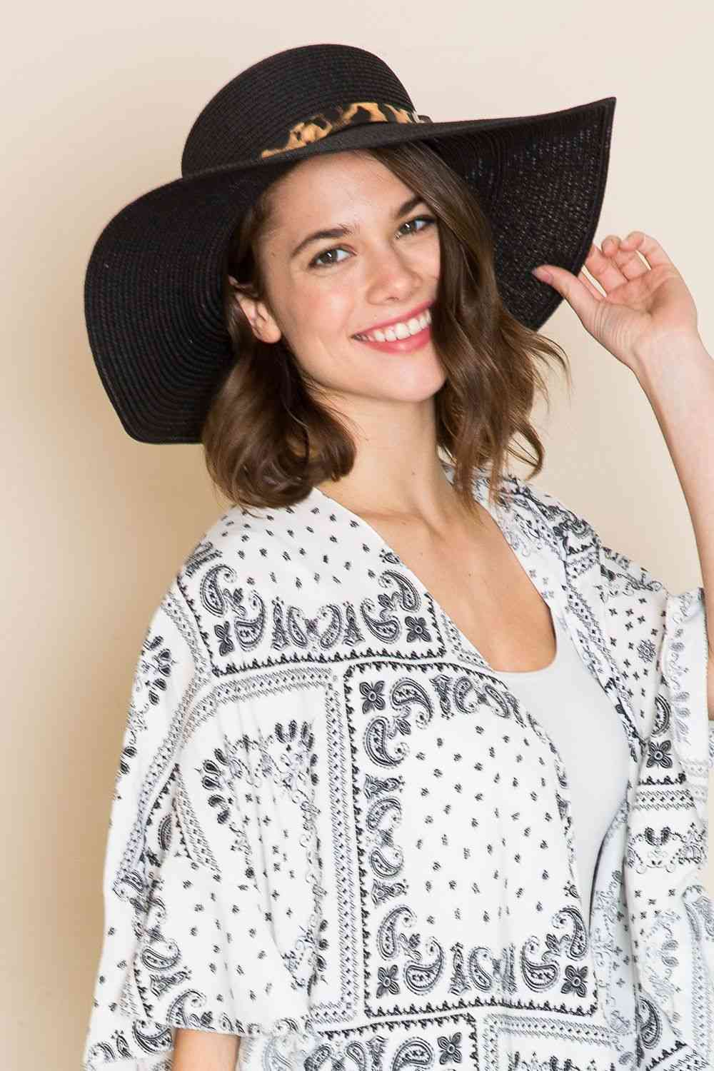 Justin Taylor Printed Belt Sunhat in Black