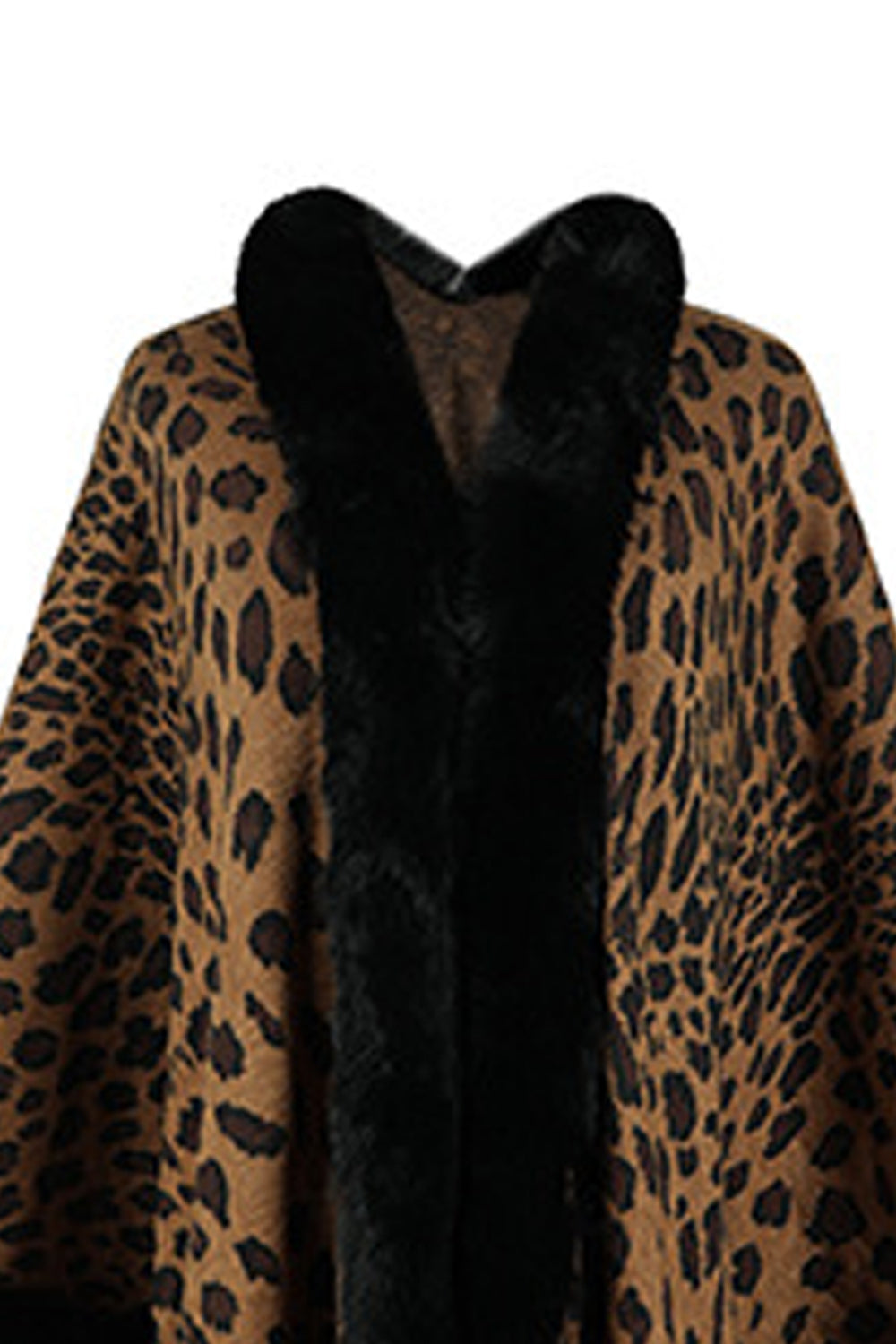 Poncho mit offener Vorderseite und Leopardenmuster