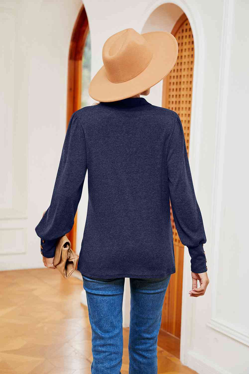 Johnny Collar Long Sleeve Top