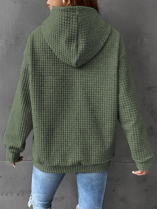 Kapuzenpullover in voller Größe mit Waffelstrick und Kordelzug und Tasche