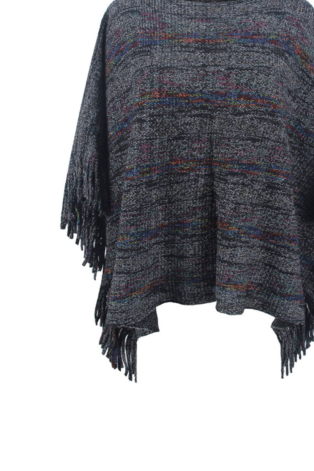 Poncho mit Rundhalsausschnitt und Ärmeln mit Fransendetail