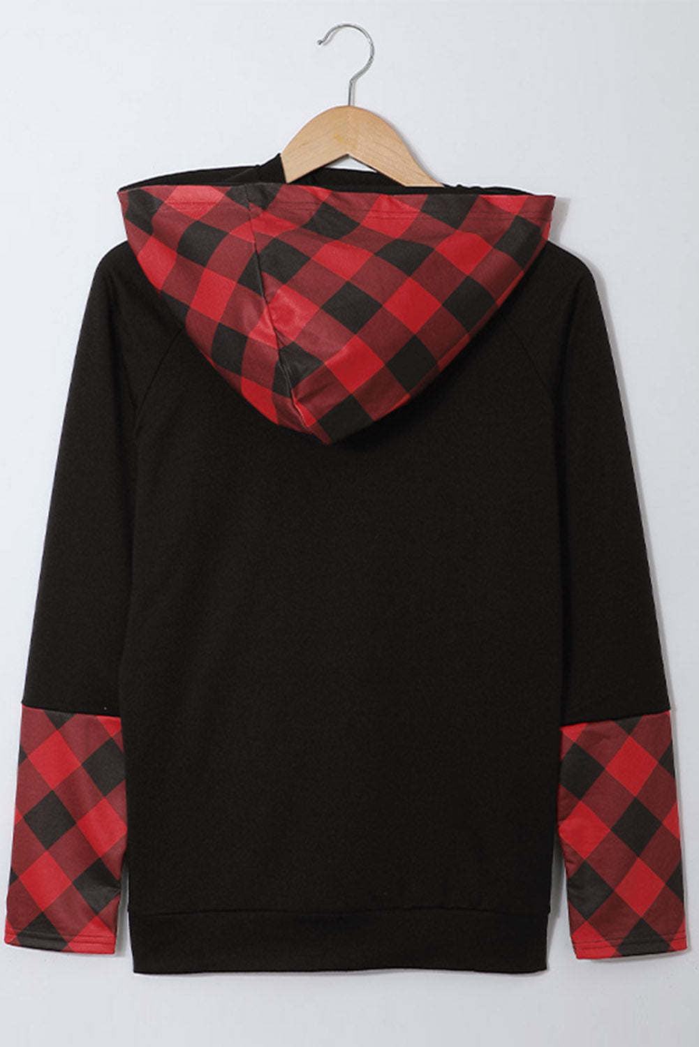 Zip Detail Plaid Hoodie