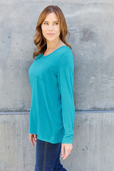 Basic Bae Full Size V-Neck Long Sleeve Top