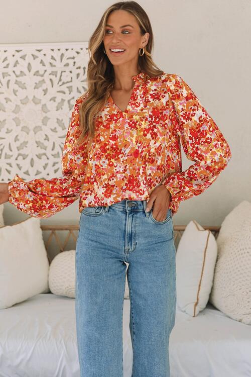 Bluse mit Blumenmuster und Ballonärmeln