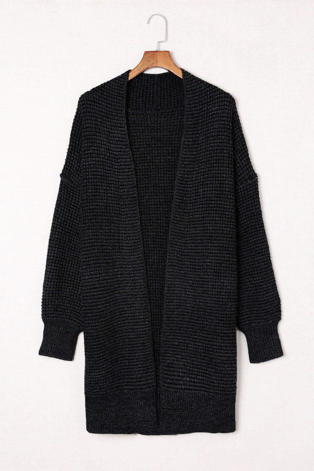 Woven Right – Melierter Longline-Cardigan mit offener Vorderseite