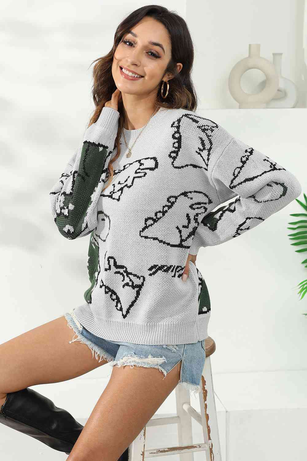 Pullover mit Dinosaurier-Print