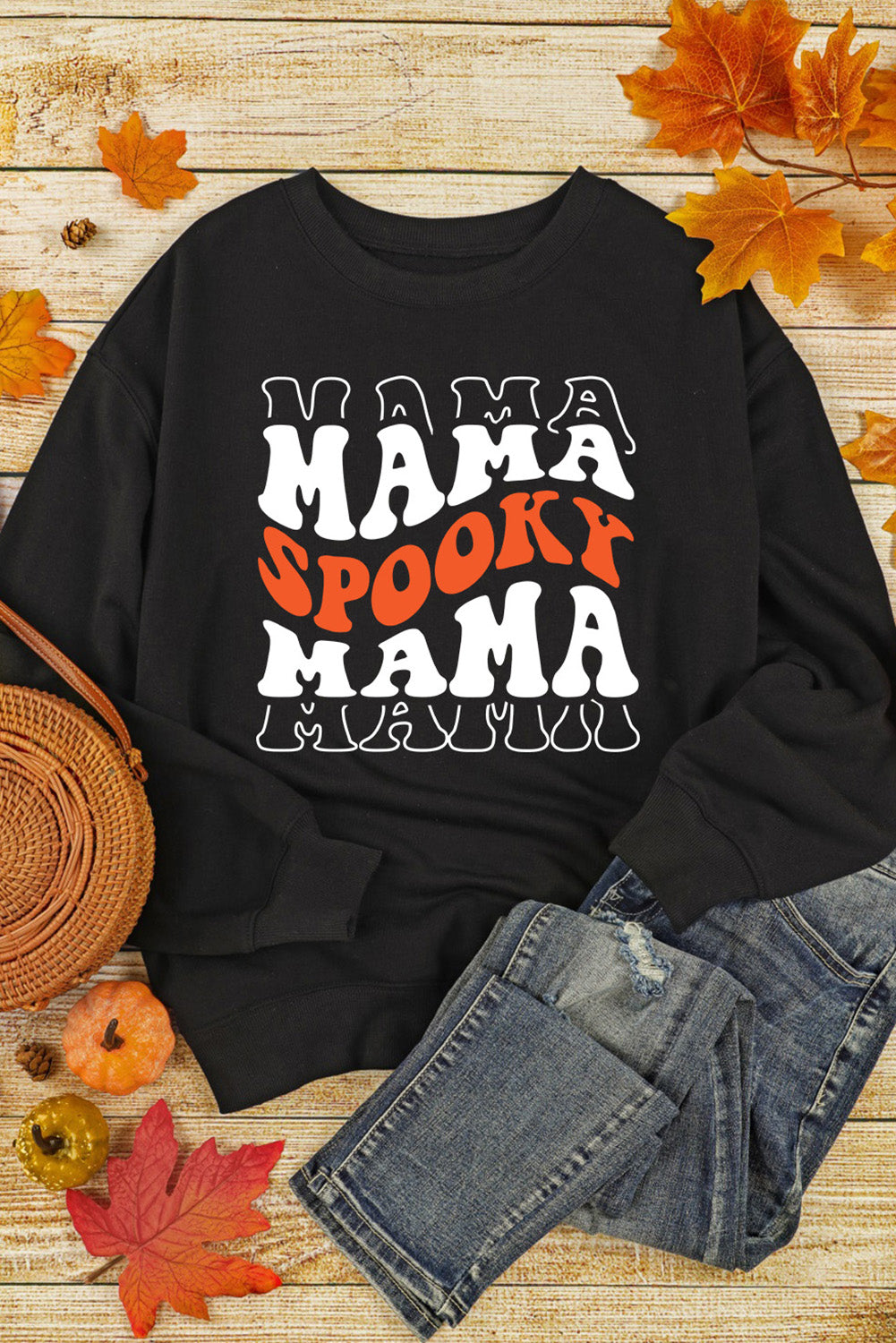 SPOOKY MAMA Sweatshirt mit Rundhalsausschnitt und langen Ärmeln