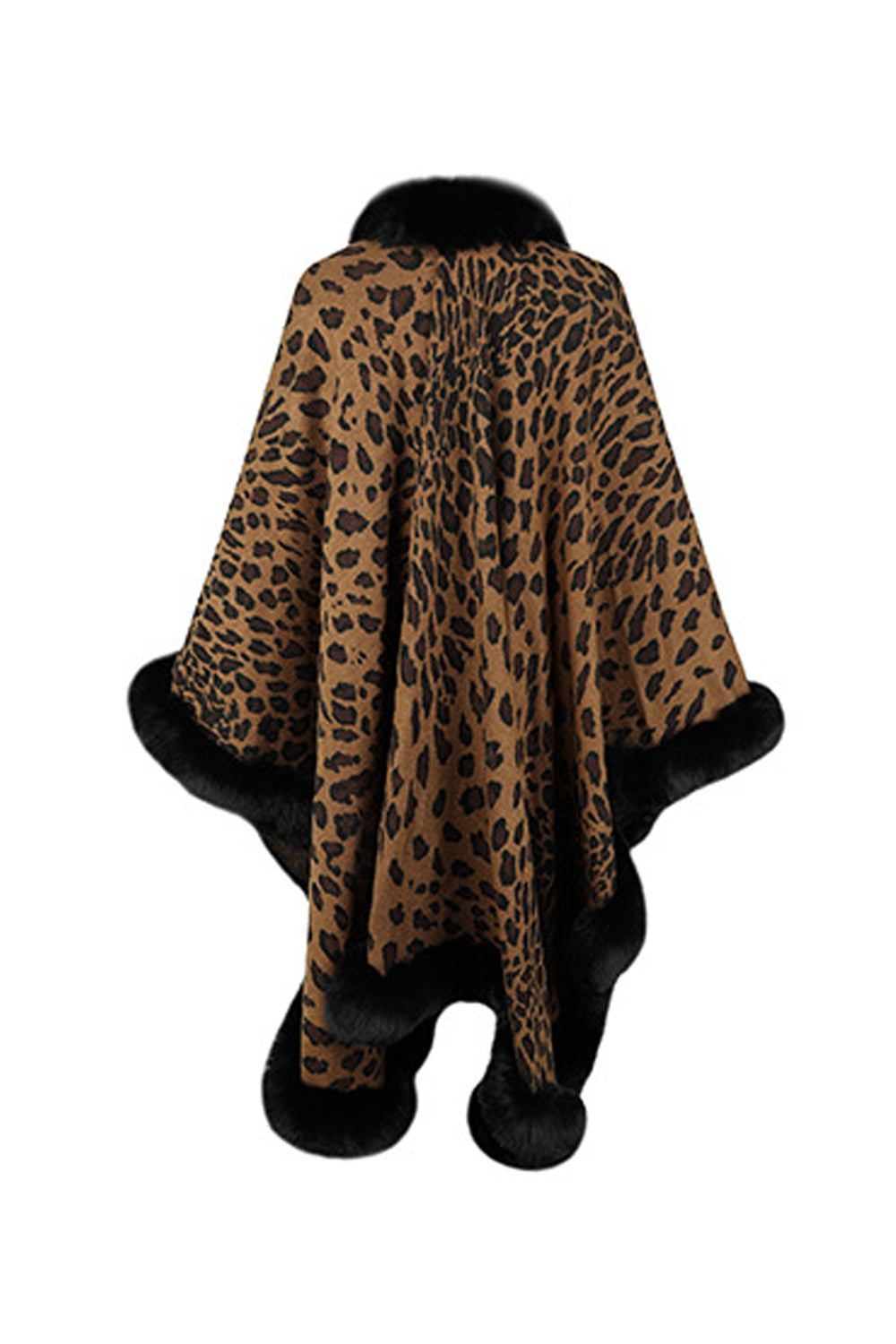 Poncho mit offener Vorderseite und Leopardenmuster