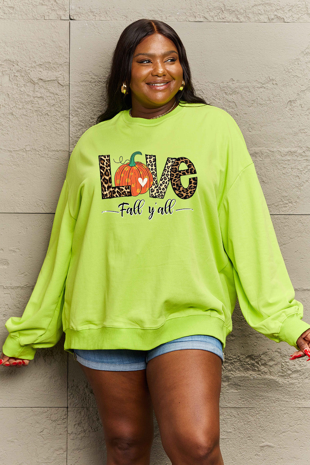 Simply Love – Sweatshirt mit Grafik „LOVE FALL YALL“ in voller Größe