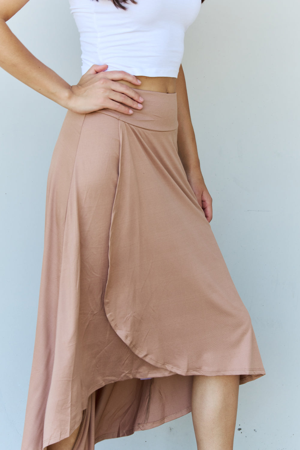 Ninexis First Choice High Waisted Flare Maxi Skirt in Camel