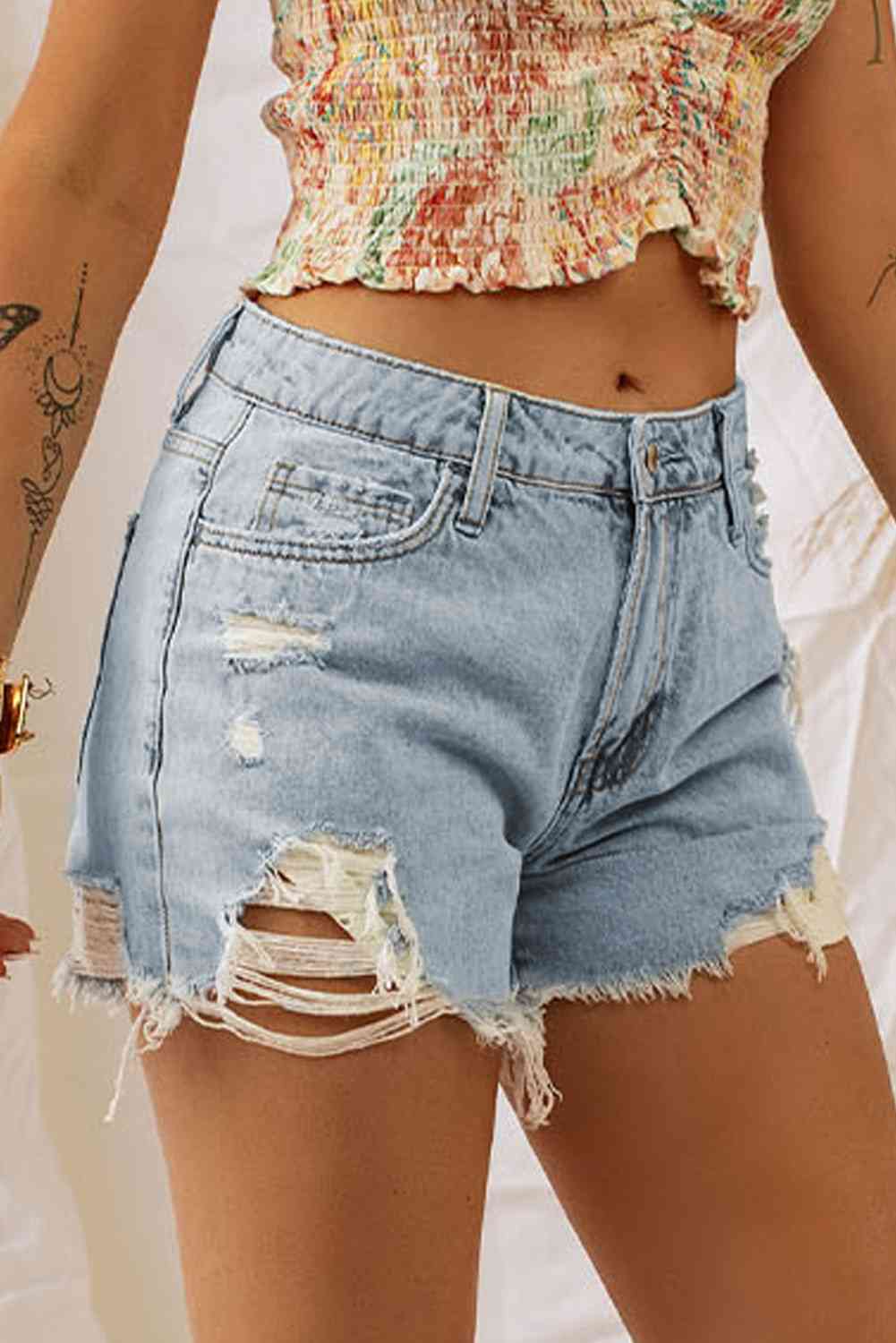 Shorts vaqueros desgastados