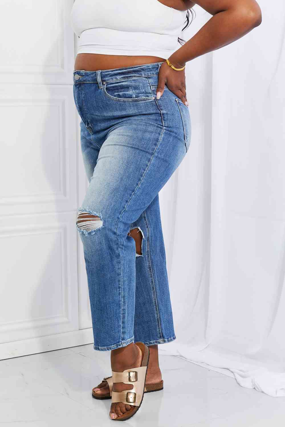 RISEN – Emily – Jeans mit hoher Taille und lässiger Passform in voller Größe