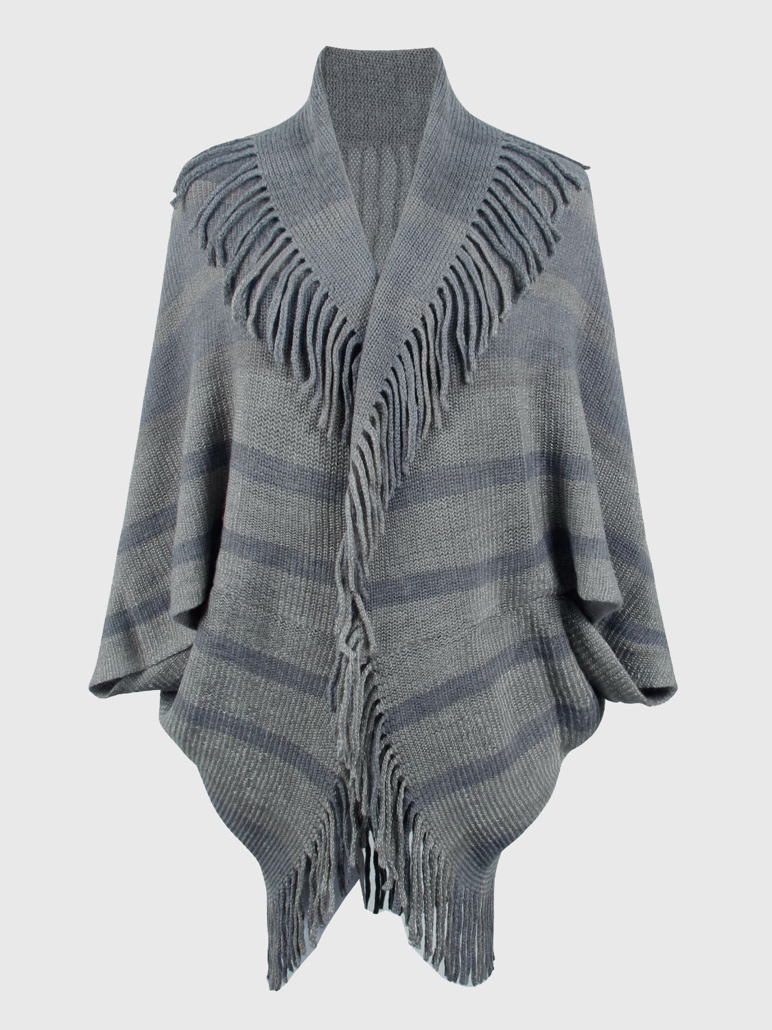 Poncho mit offener Vorderseite und Fransendetail