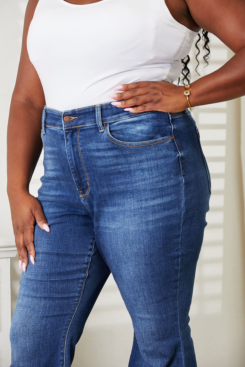 Judy Blue Full Size High Waist Wide Hem Flare Jeans