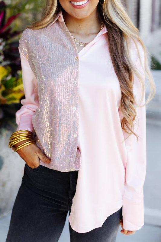 Sequin Long Sleeve Shirt