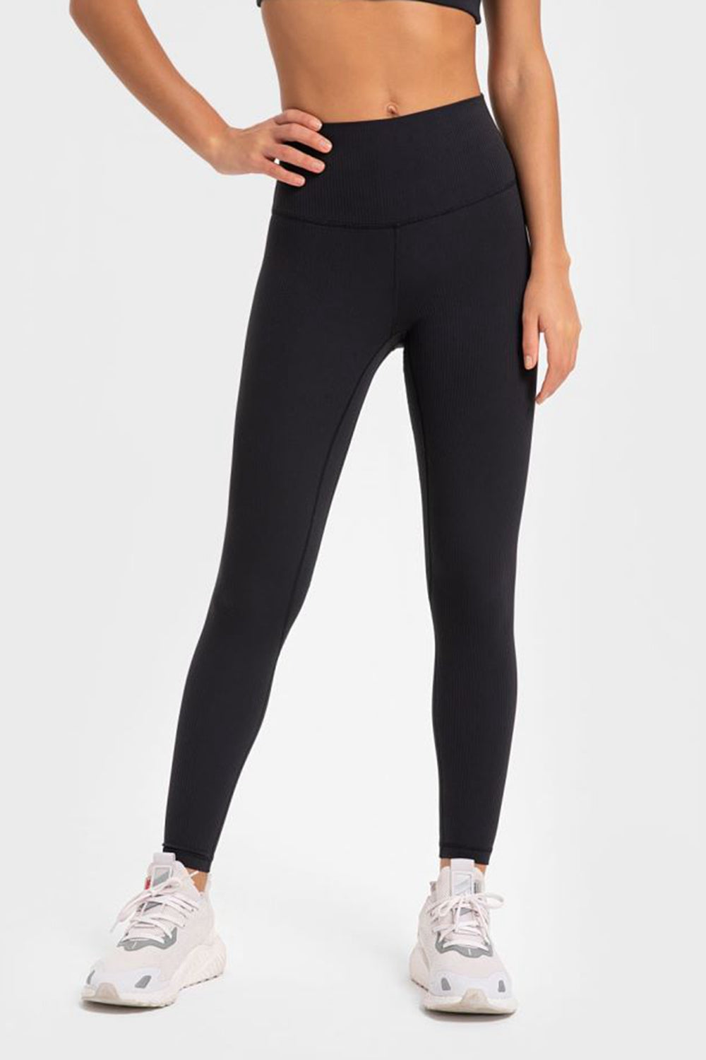 Hochelastische Yoga-Leggings mit breitem Bund