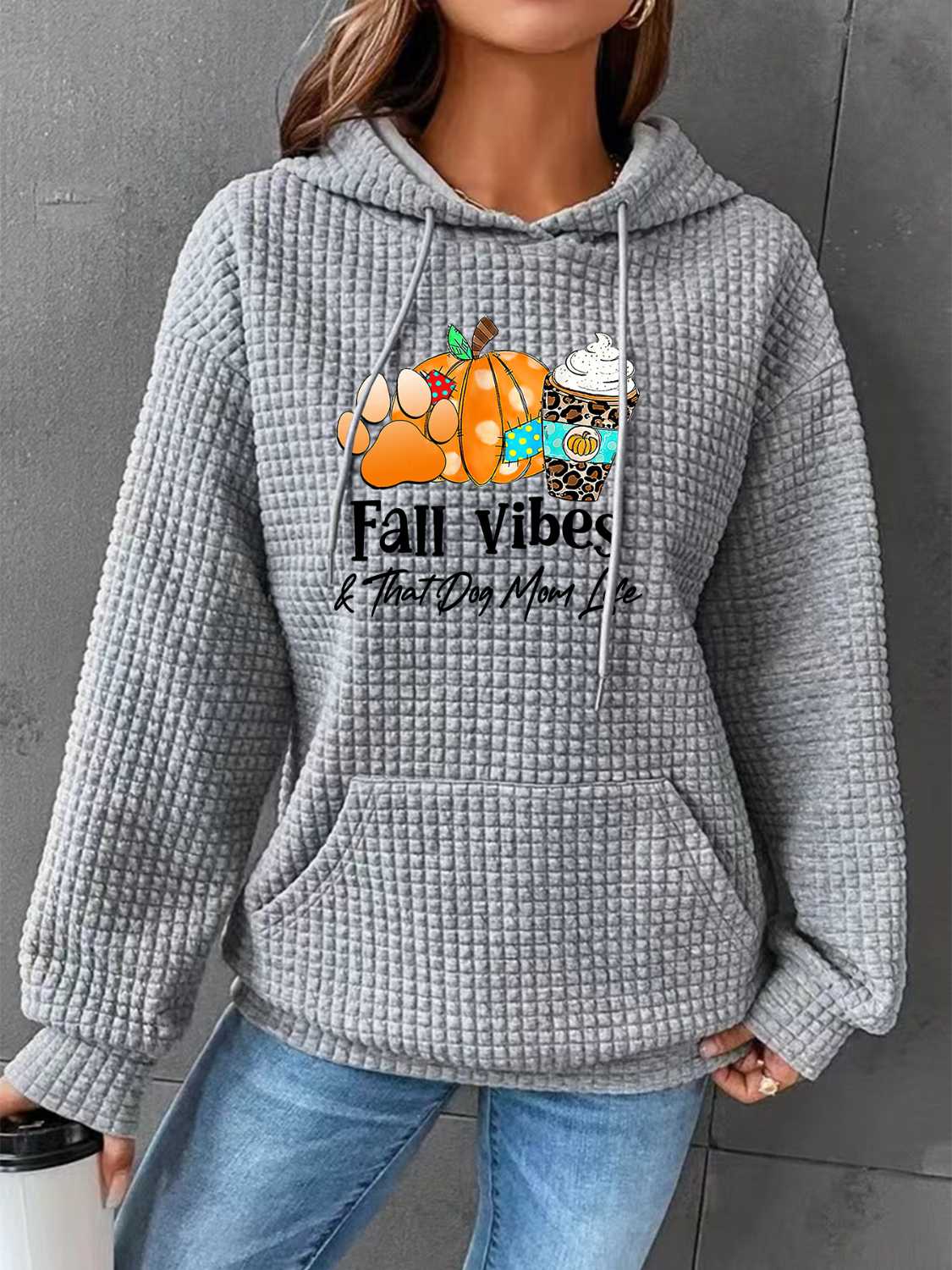 Hoodie in voller Größe mit Grafik und Kordelzug