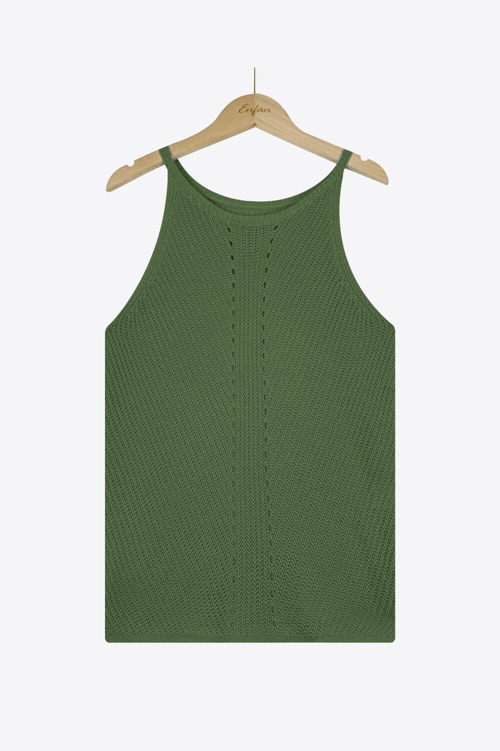 Tanktop aus Strick mit griechischem Halsausschnitt und Lochmuster