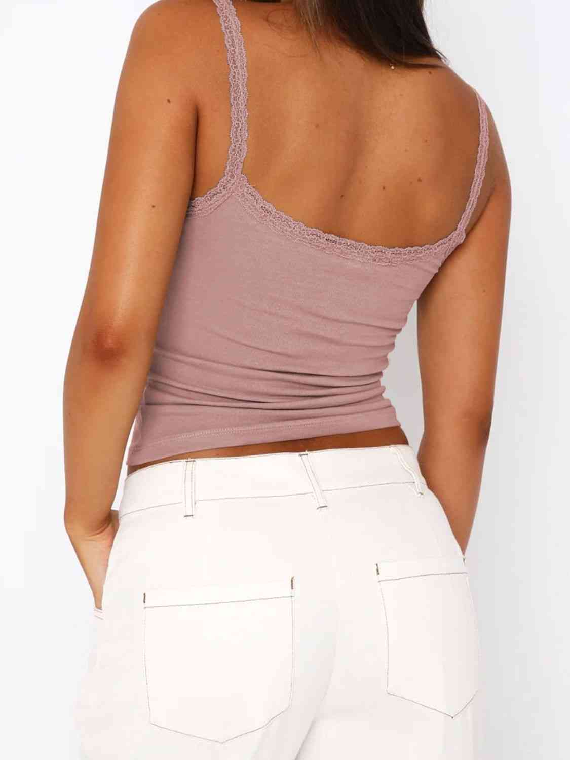 Camisole mit geradem Ausschnitt und Spitzenbesatz