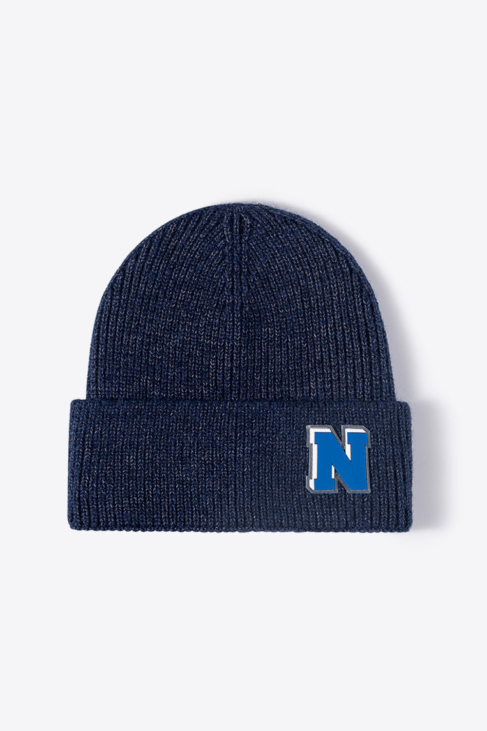 Letter N Patch Cuffed Knit Beanie