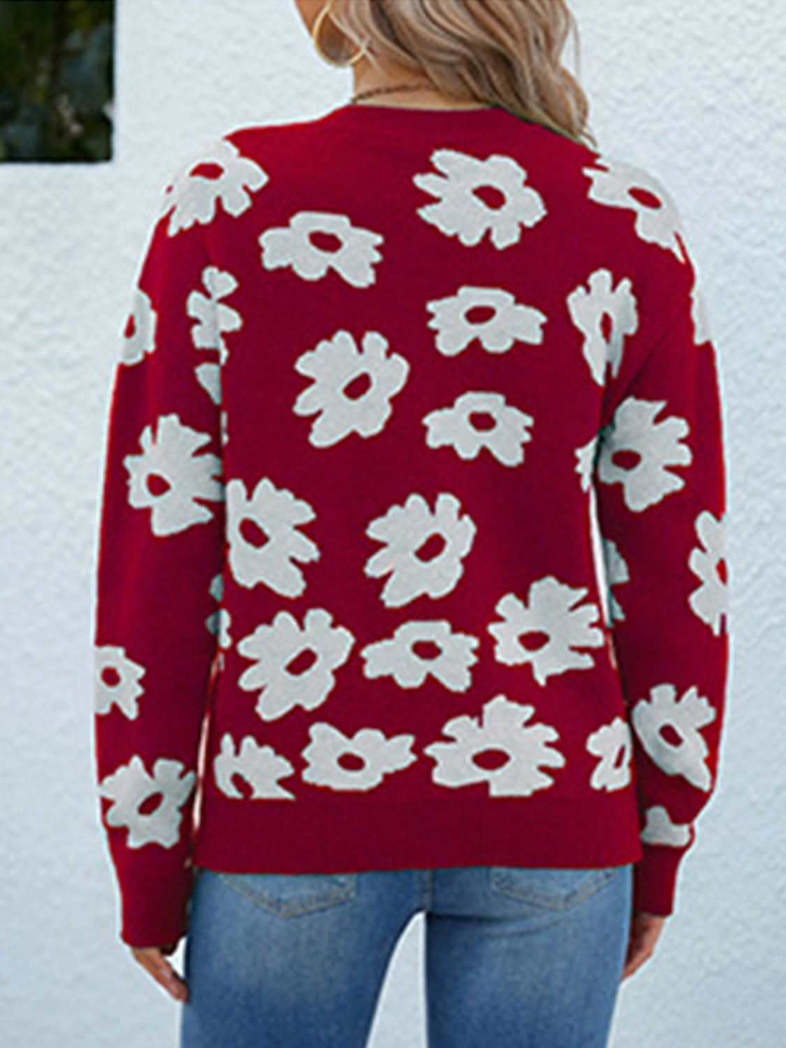 Pullover mit Rundhalsausschnitt und Blumenmuster