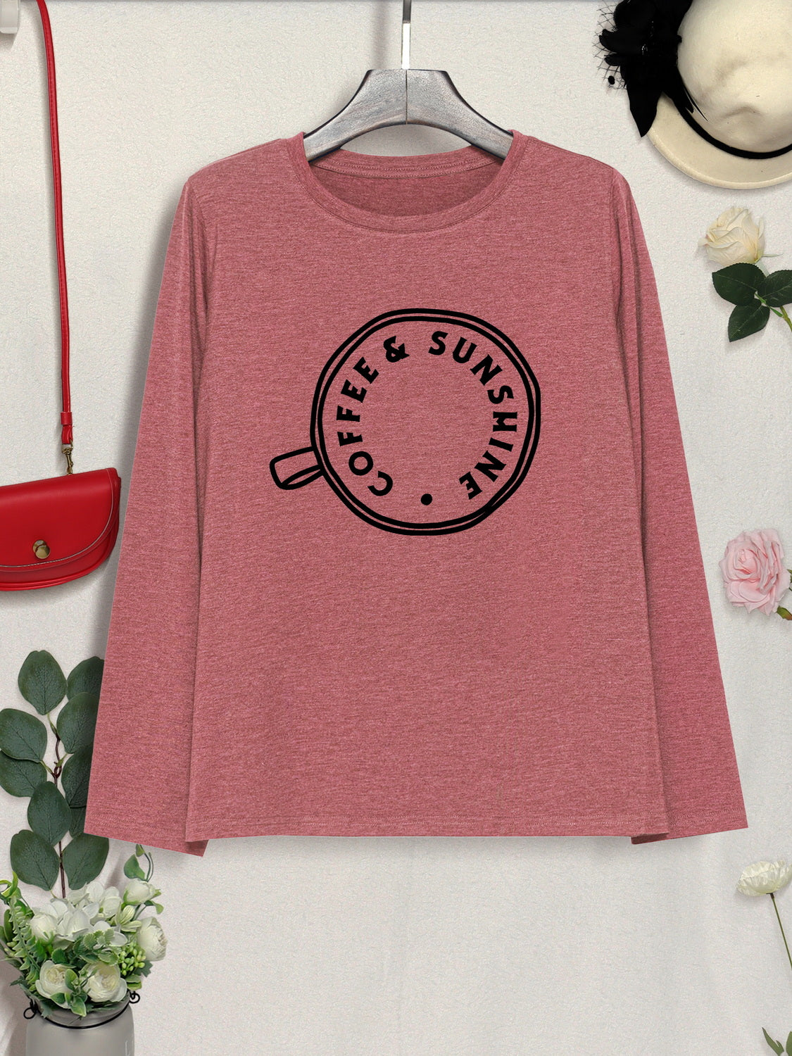 COFFEE SUNSHINE Round Neck Long Sleeve T-Shirt