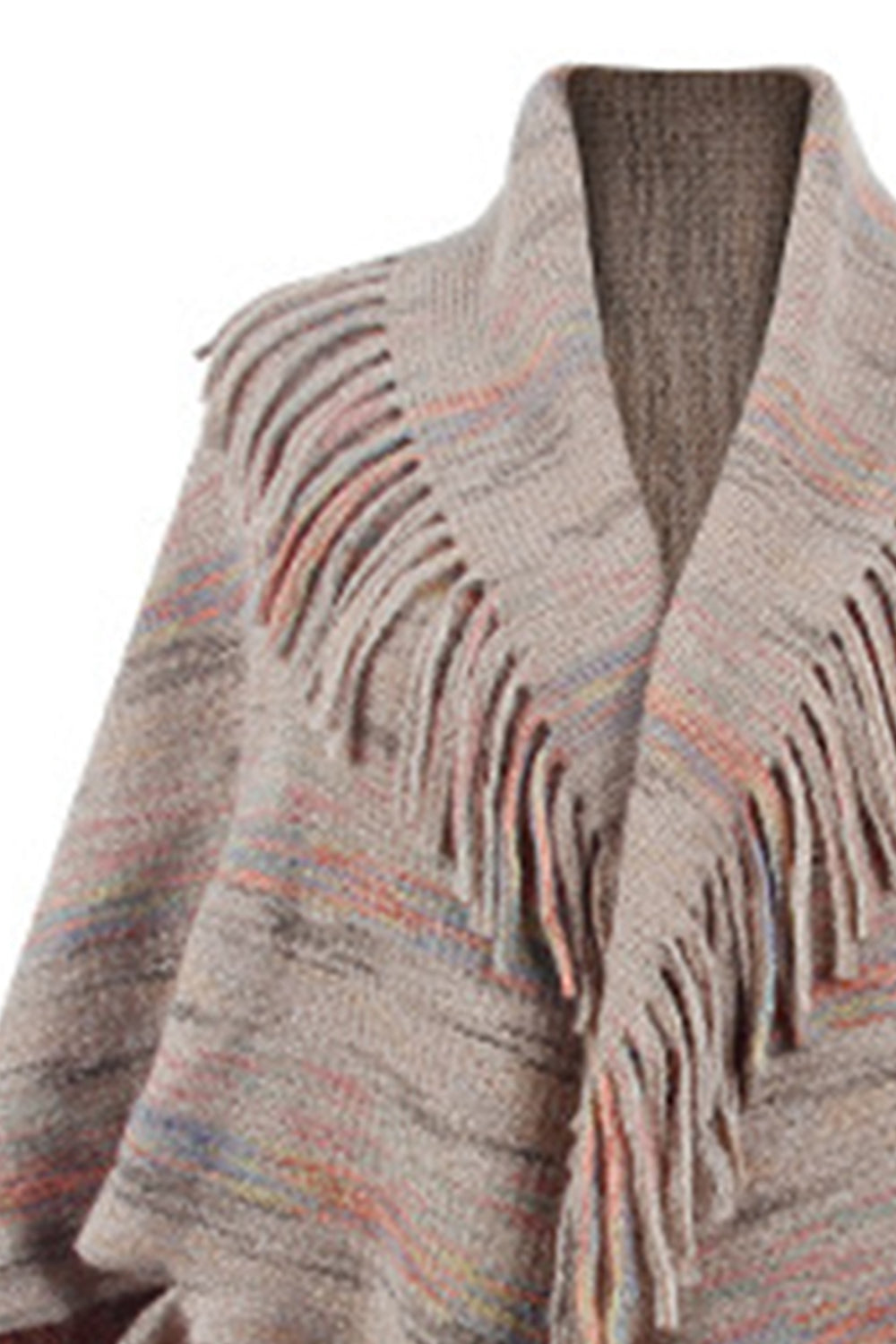 Bedruckter Poncho mit Fransendetail