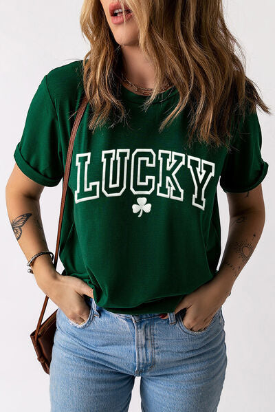 LUCKY Camiseta de manga corta con cuello redondo