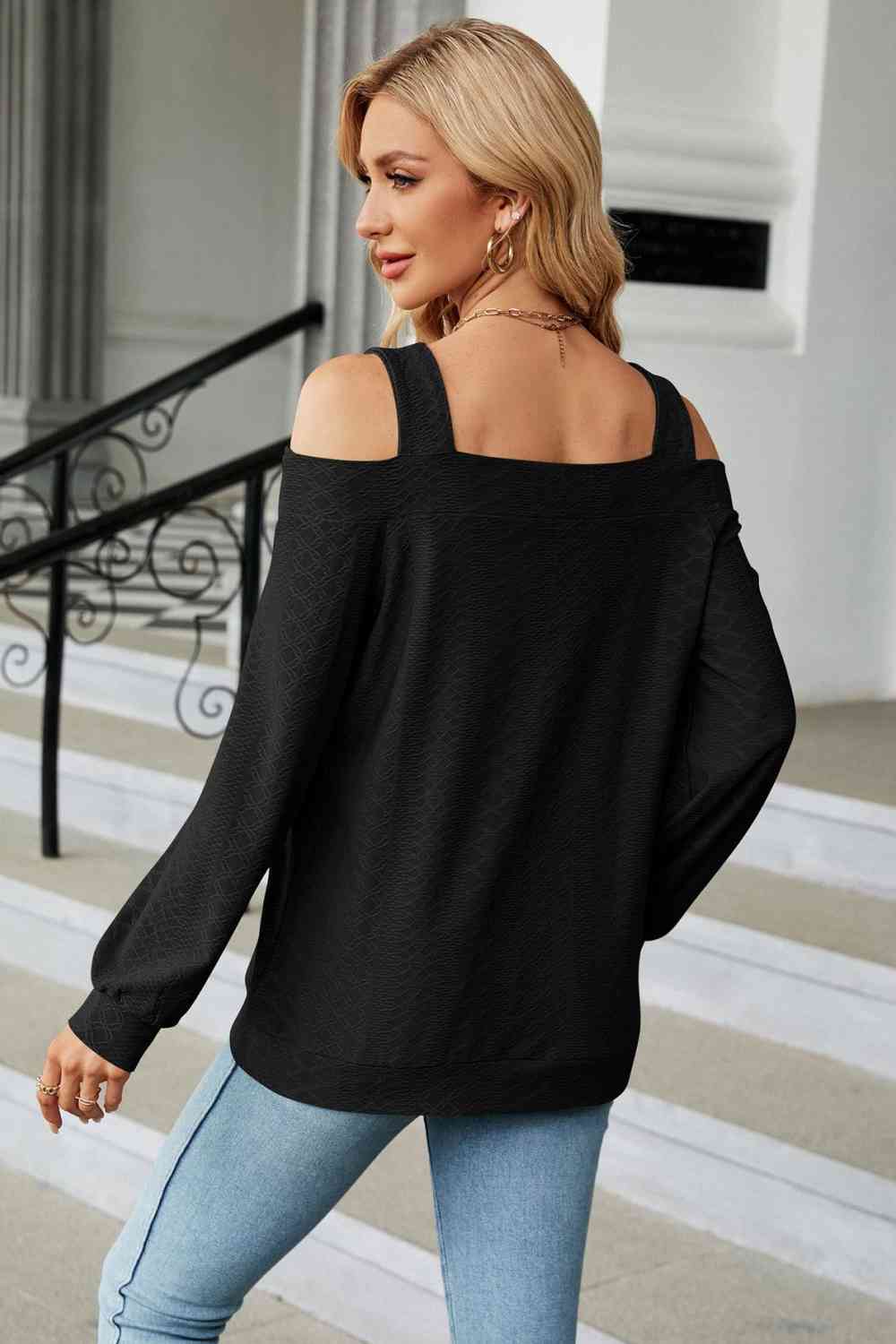 Bluse mit Cut-Outs und Cold-Shoulder-Trägern